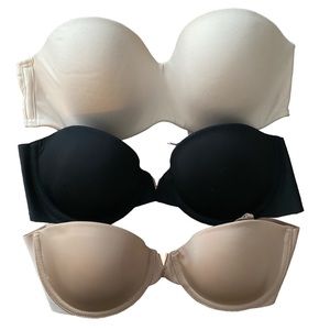 Set of 3 Victoria’s Secret strapless bras size 34B